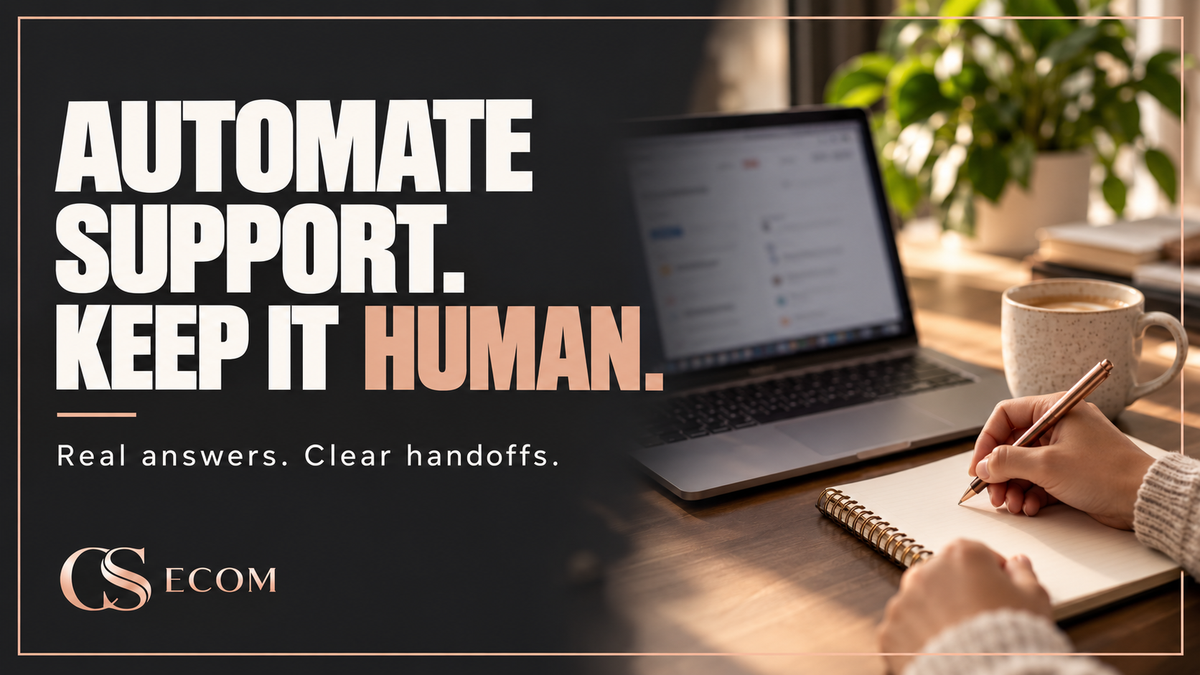 Automate support. Keep it human. Real answers and clear handoffs — CS Ecom.