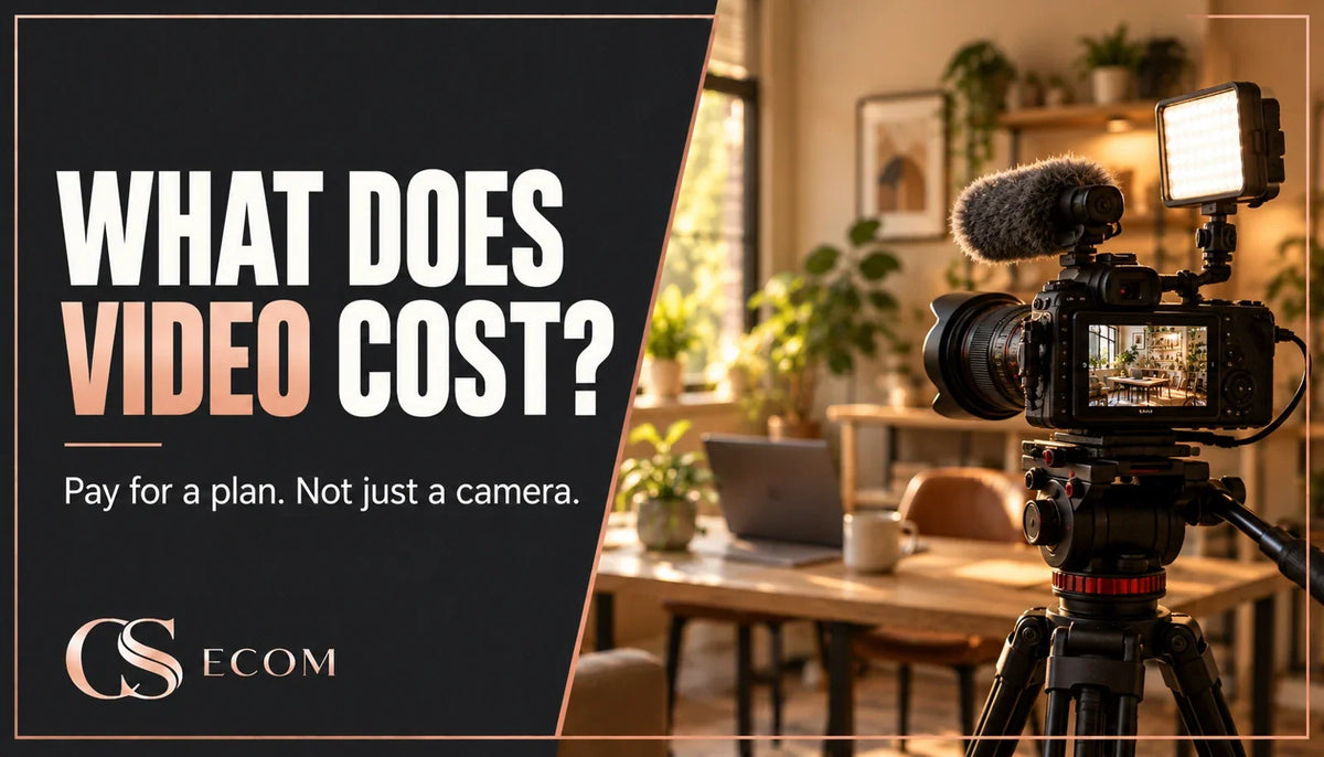 CS Ecom guide: What does video cost? Professional camera ready for a business shoot.