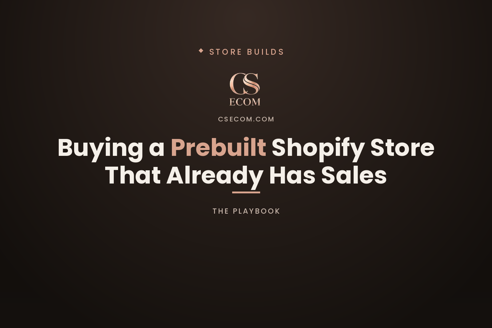 CS Ecom article cover — buying a prebuilt Shopify store that already has sales