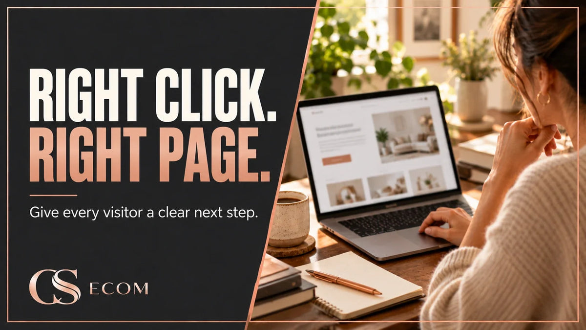 CS Ecom guide: Right click. Right page. Business owner reviewing a website.
